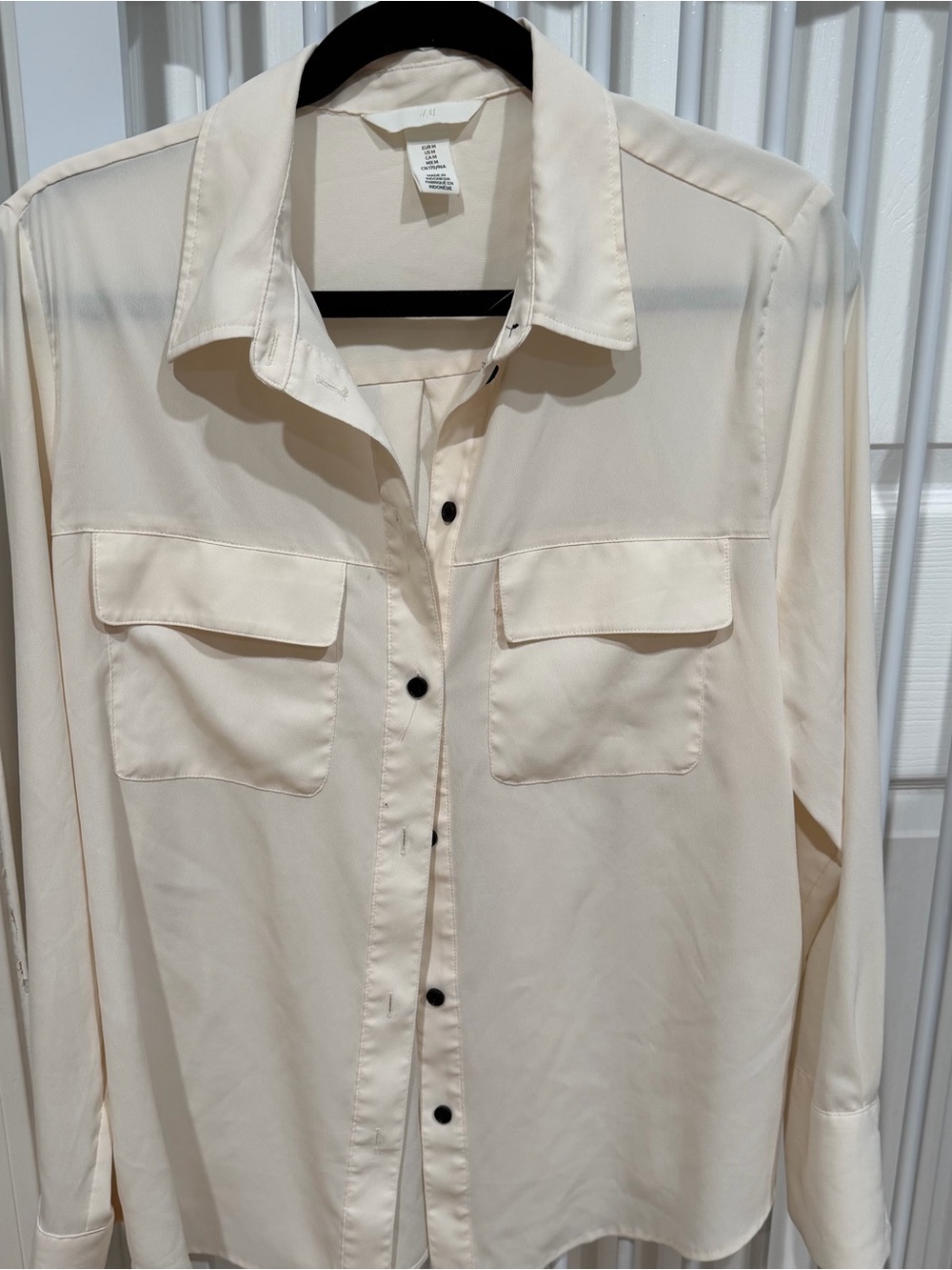 H&M Light Cream Button-Front Shirt Jacket